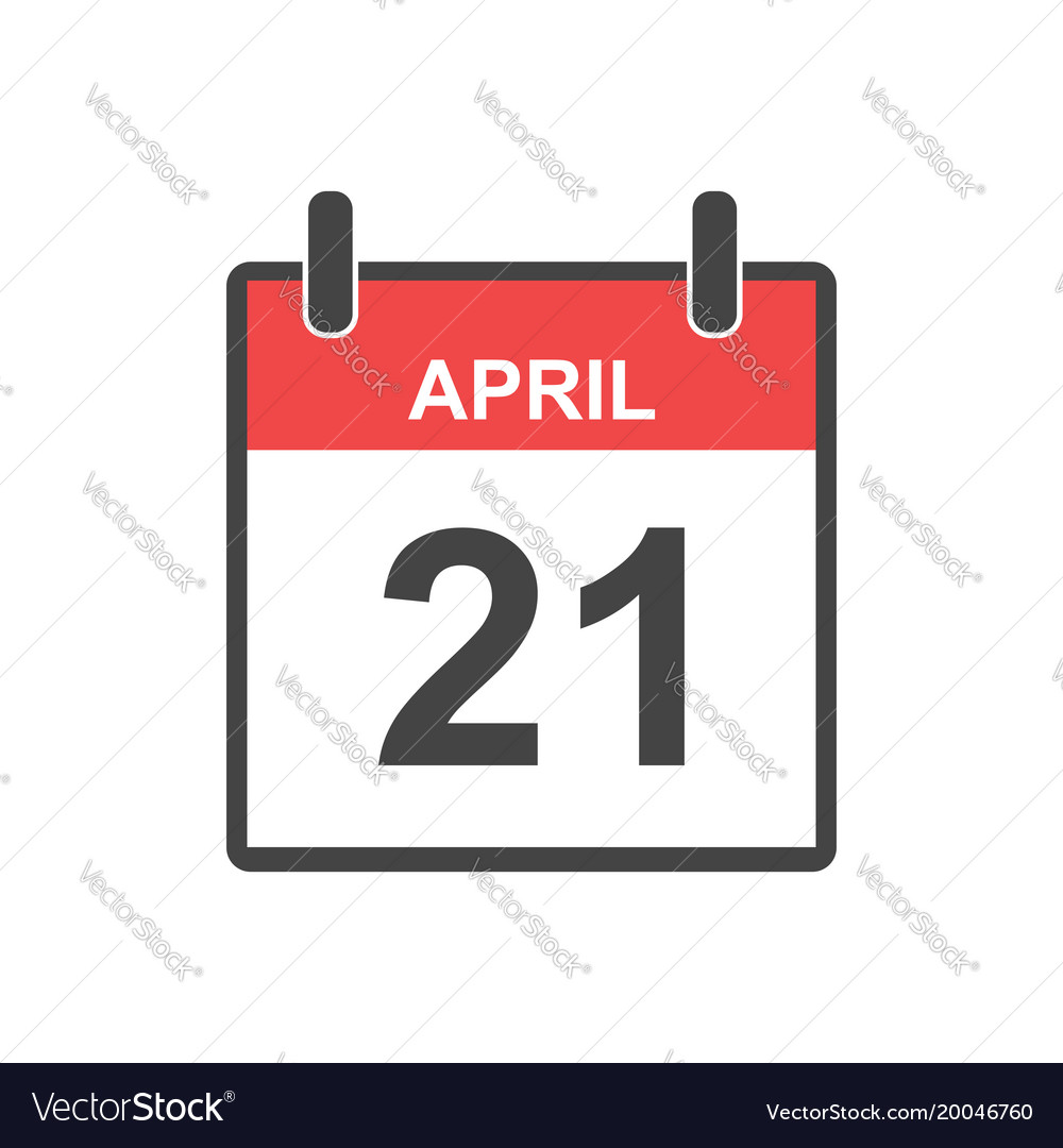 April 21 calendar icon in flat style Royalty Free Vector