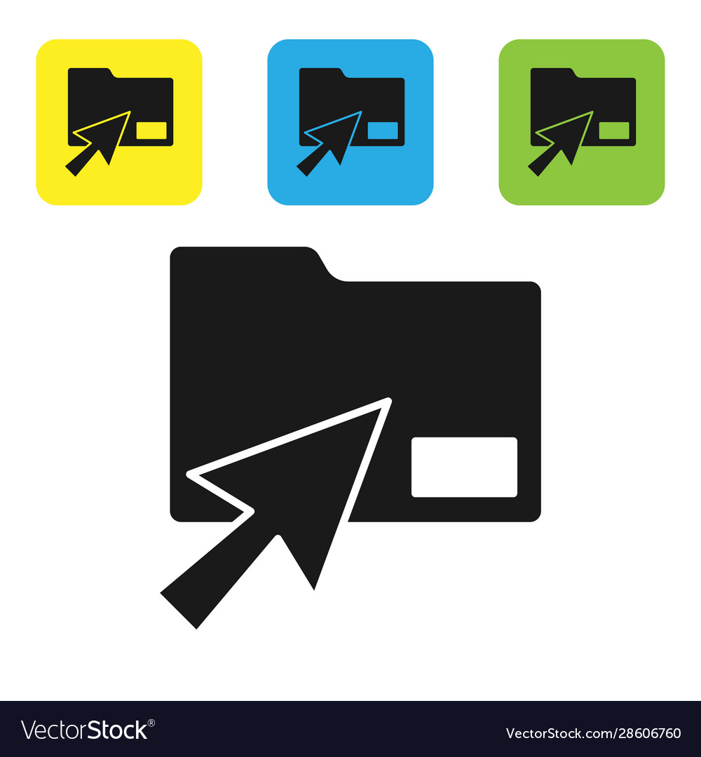 Black cursor click document folder icon isolated vector image Black cursor click document folder icon isolated