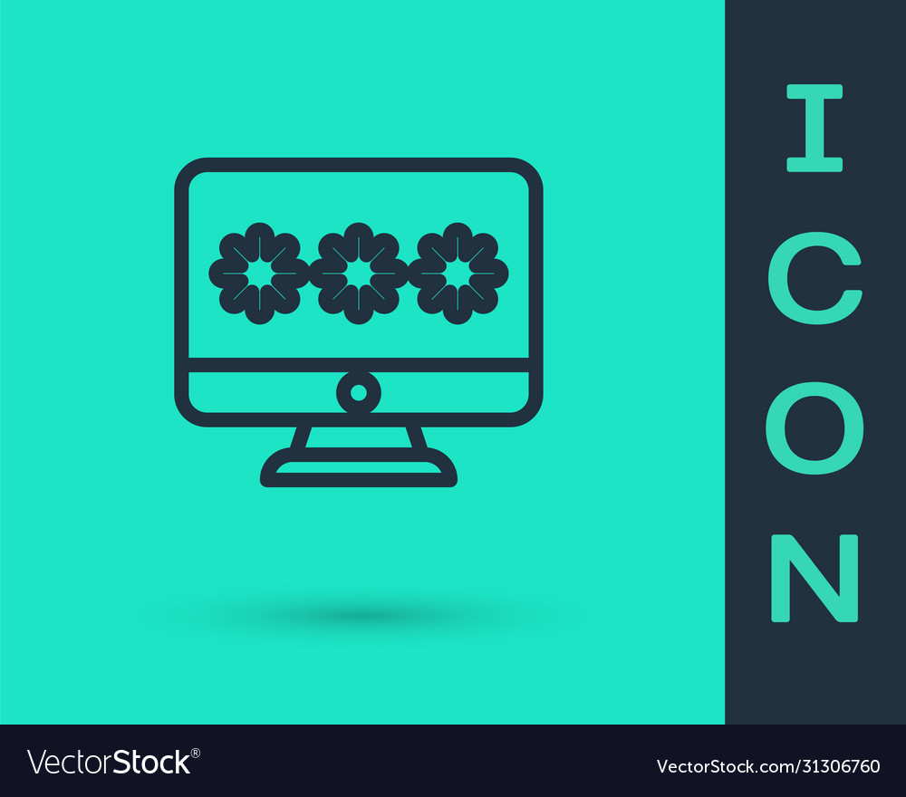 Black line monitor with password notification icon vector image Black line monitor with password notification icon