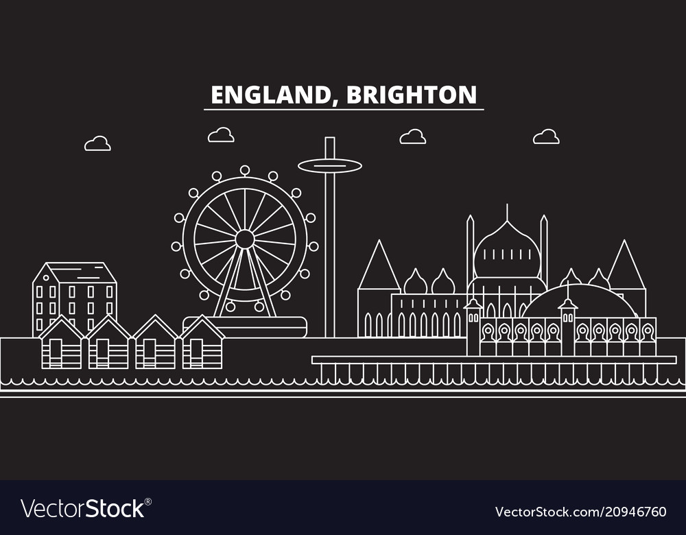 Brighton silhouette skyline great britain Vector Image