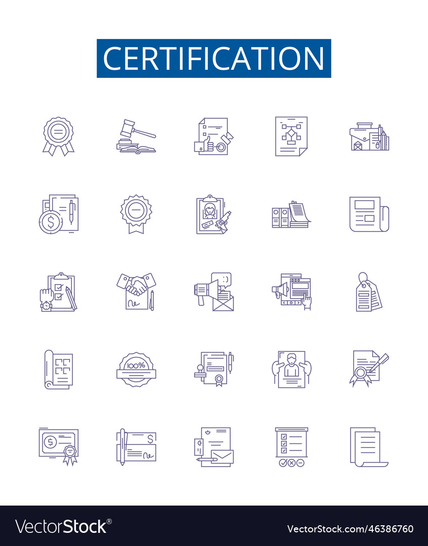 Certification line icons signs set design