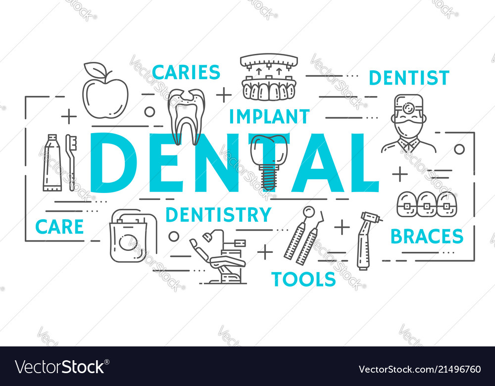 Dentistry Medicine Banner Of Dental Thin Line Icon