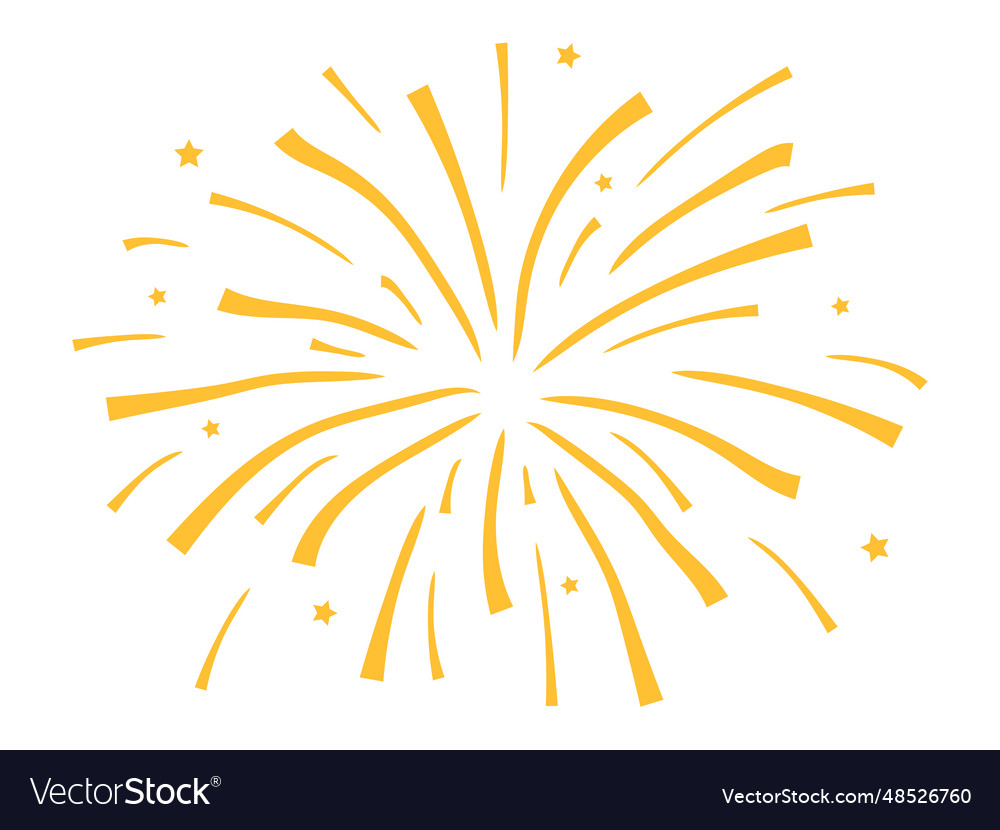 Golden fireworks beams stars