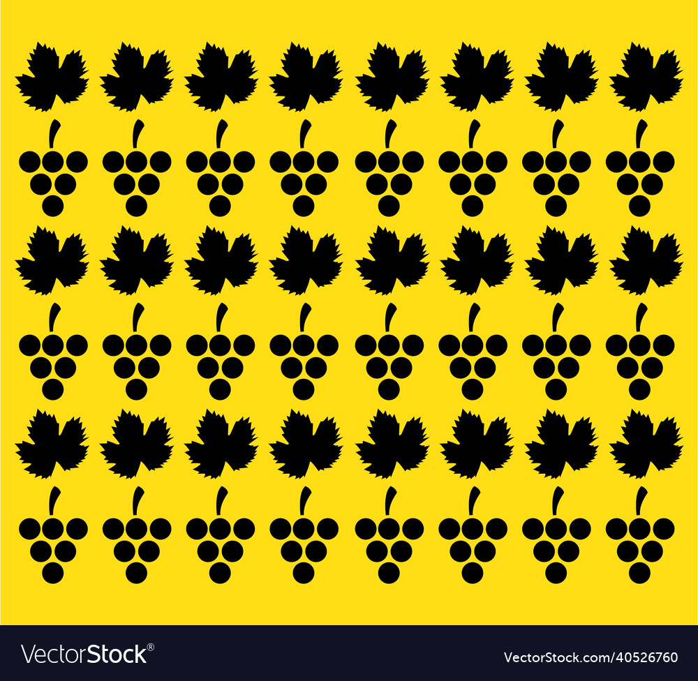 Grapes and leaves pattern background design vector image Grapes and leaves pattern background design