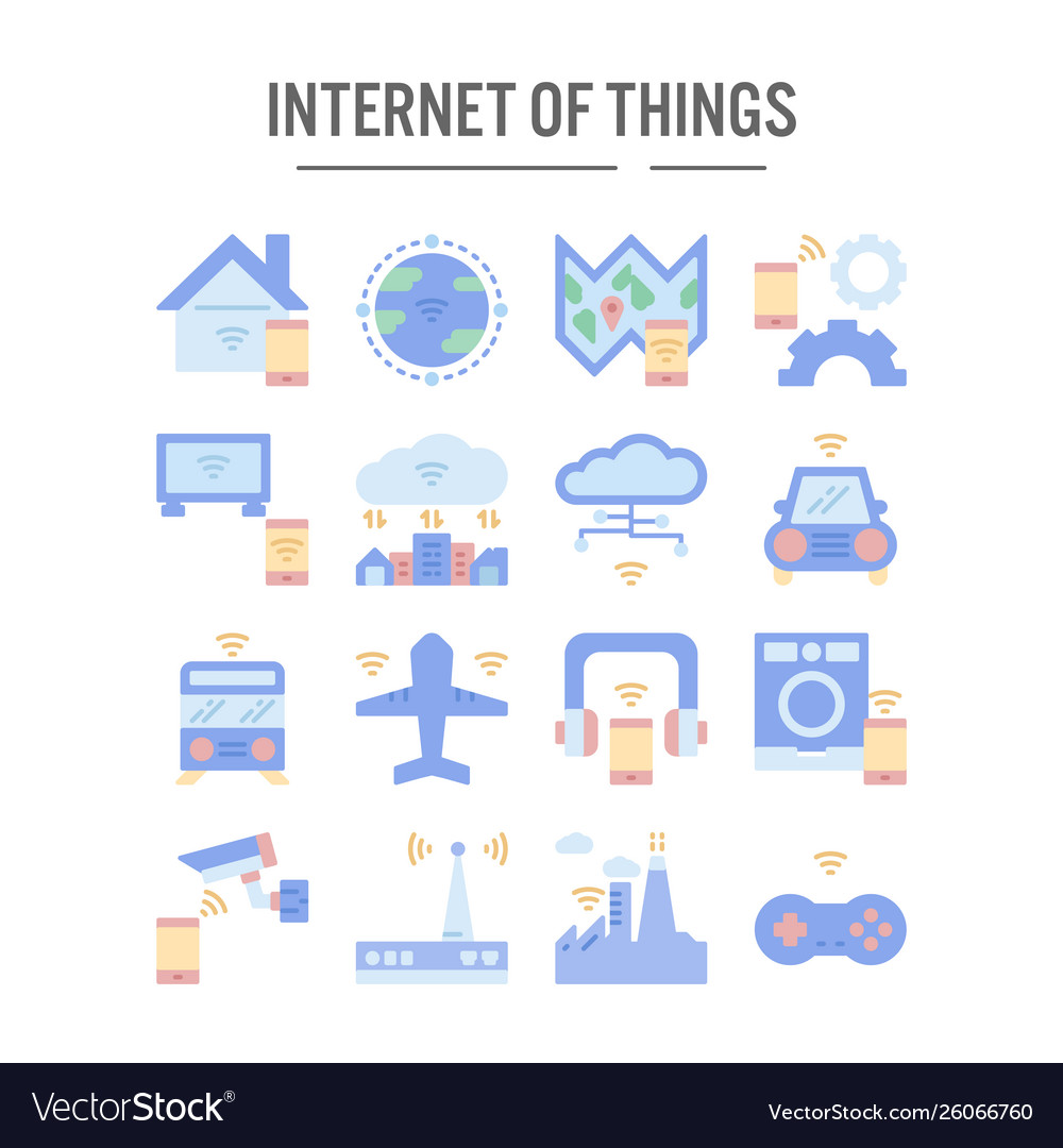 Internet things icon in flat design for web vector image Internet things icon in flat design for web