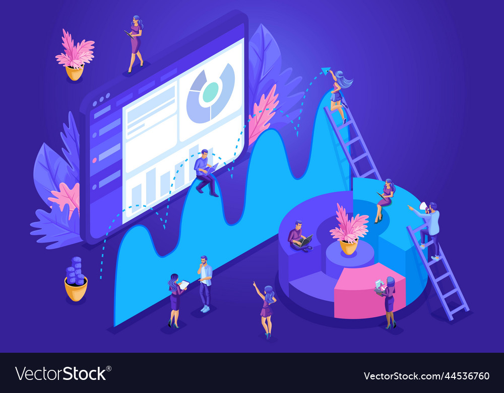Isometric design concept for landing page data