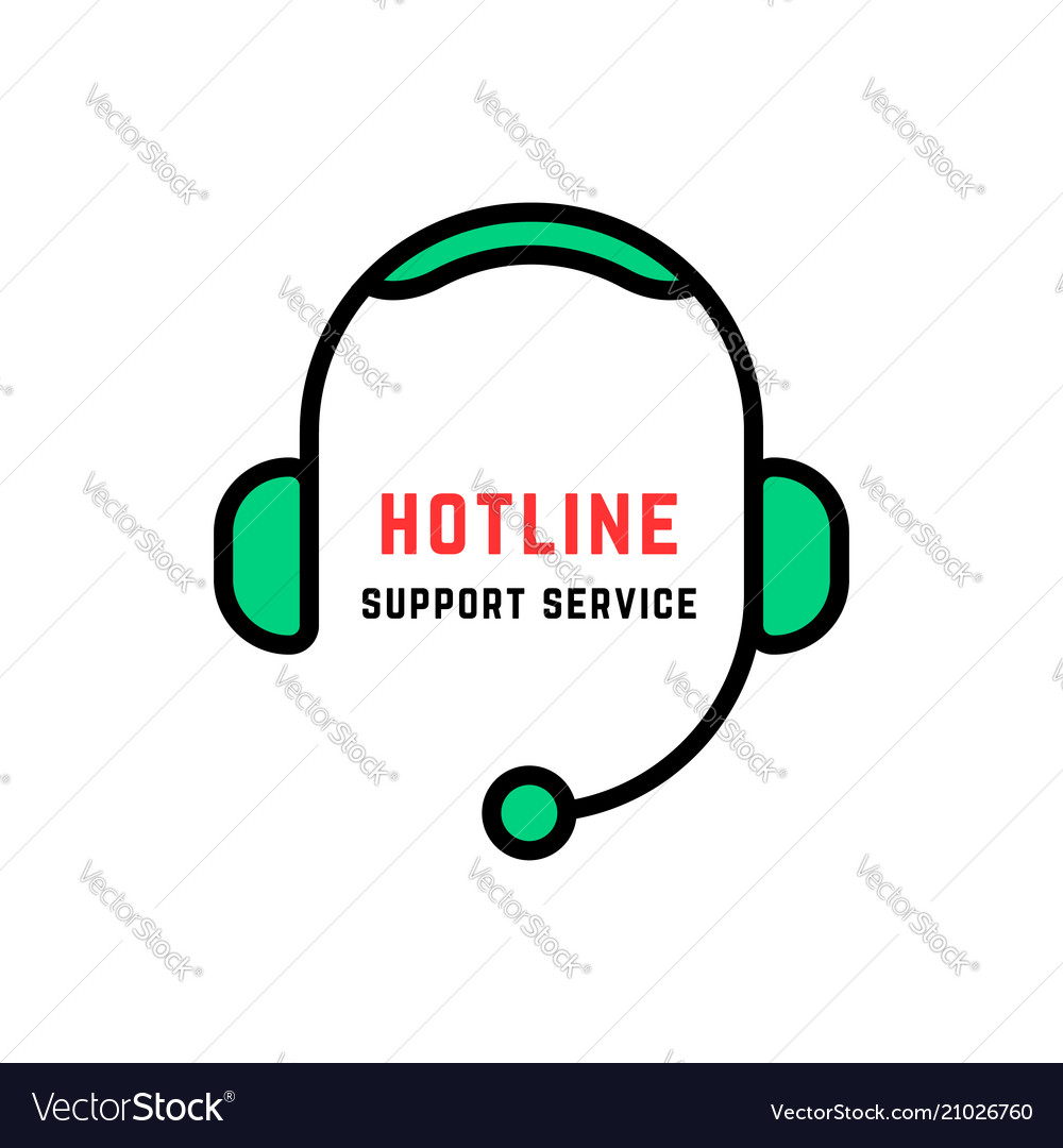 Linear style abstract hotline logo isolated Vector Image