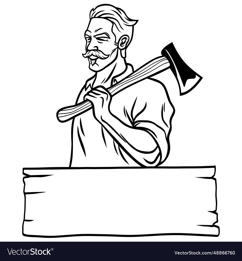Lumberjack with axe character vector image Lumberjack with axe character