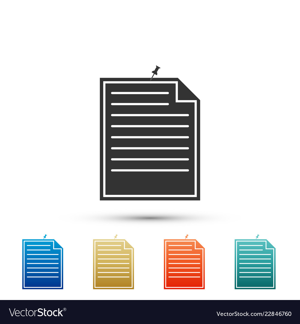 Note paper with pinned pushbutton icon isolated vector image Note paper with pinned pushbutton icon isolated