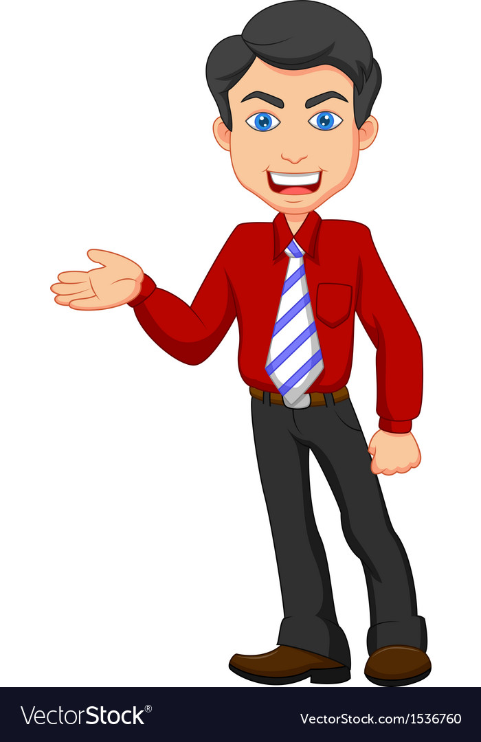 Office worker cartoon presenting Royalty Free Vector Image