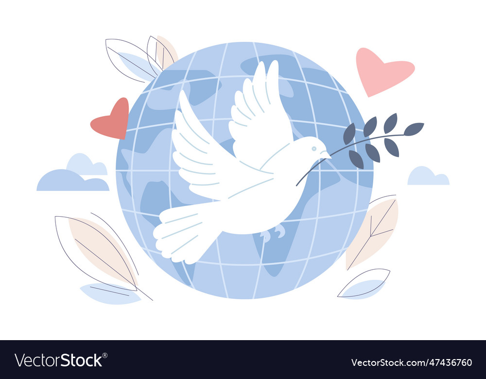 Piece concept with white pigeon olive branch Vector Image