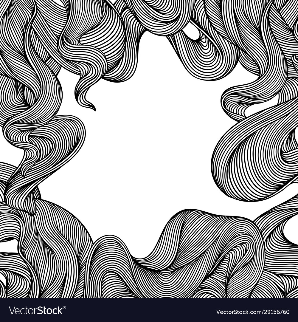 Seamless pattern with wave line curls monochrome