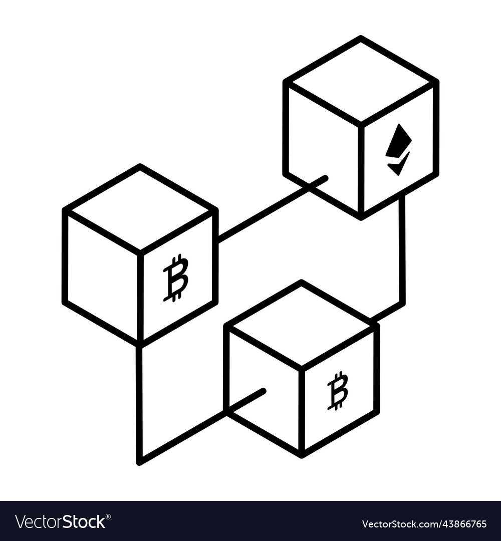An editable line icon of blockchain