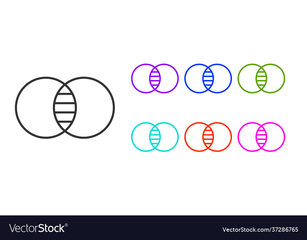 Black line mathematics sets a and b icon isolated