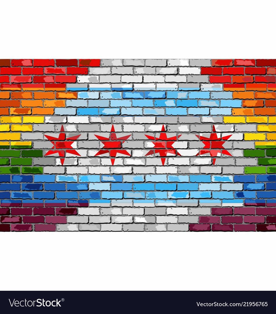 Brick Wand Chicago und Homosexuell Flaggen