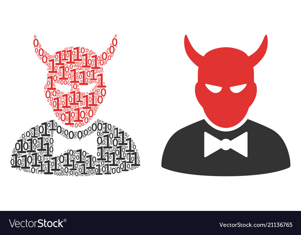 Devil collage of binary digits vector image Devil collage of binary digits