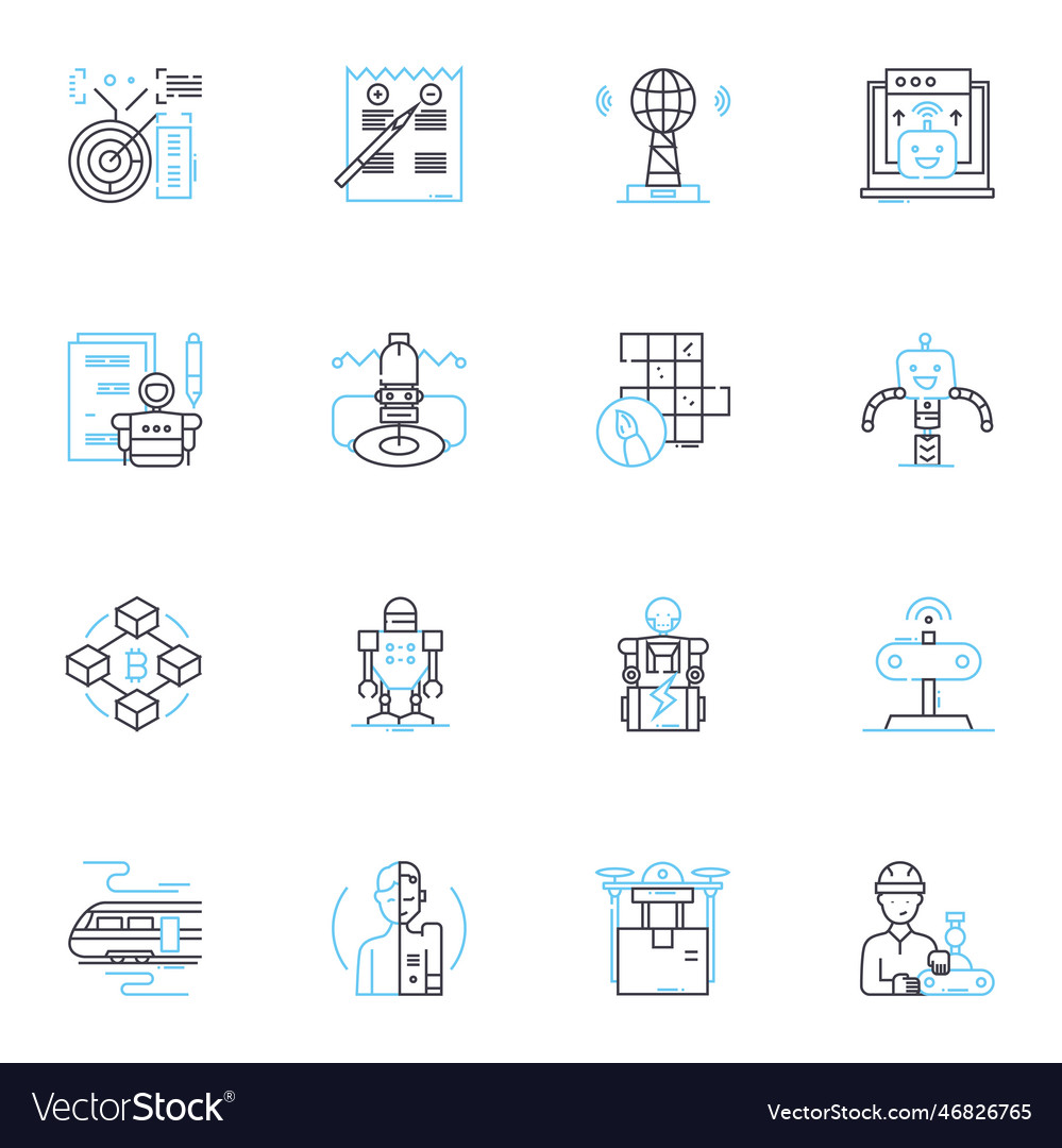 Geometric modeling linear icons set polygons vector image Geometric modeling linear icons set polygons