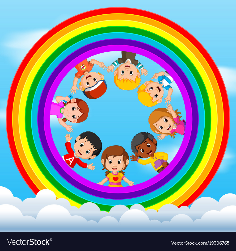 Happy children playing on the skies Royalty Free Vector