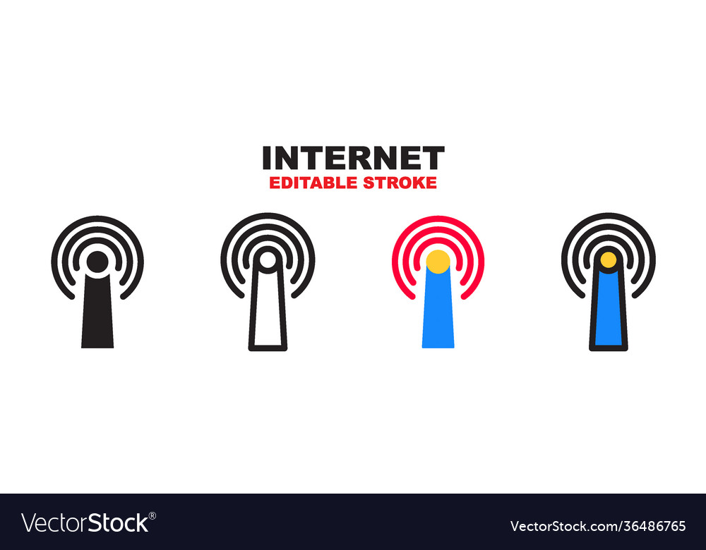 Internet icon set with different styles editable vector image Internet icon set with different styles editable