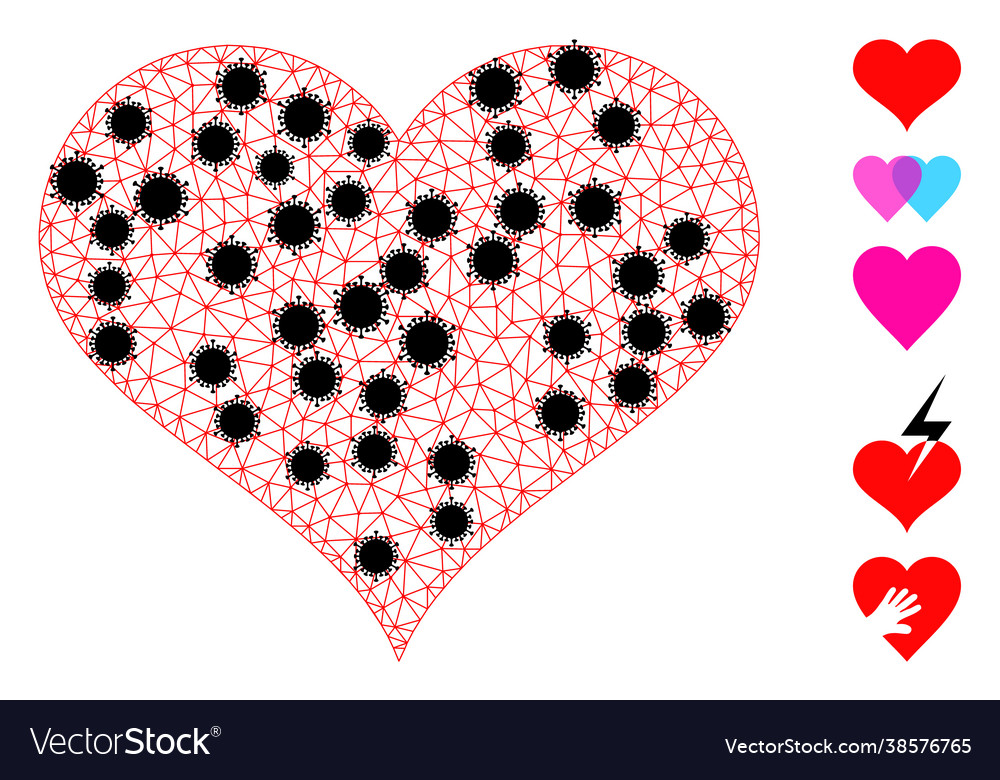 Liebe Herz Drahtrahmen Mesh-Ikone mit Erreger vector image Liebe Herz Drahtrahmen Mesh-Ikone mit Erreger