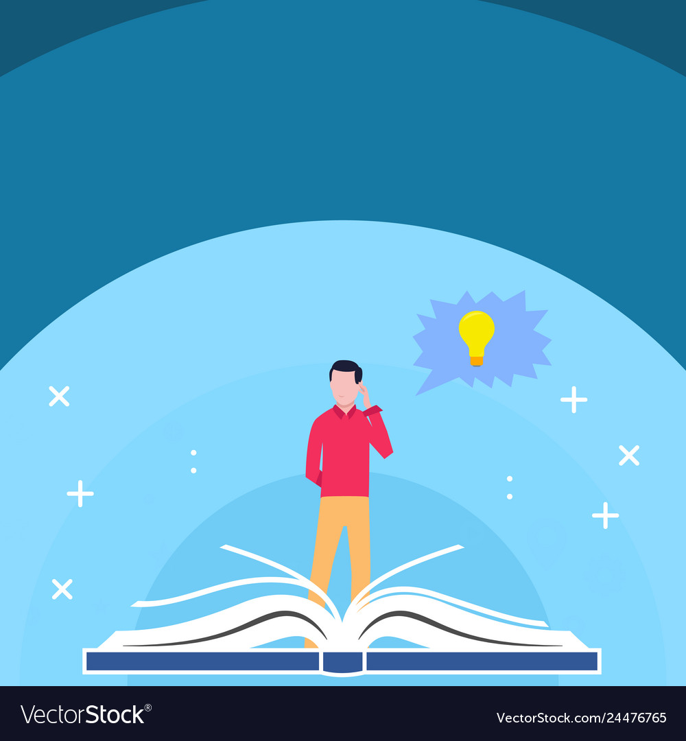 Man with Idea Bubble Behind Book