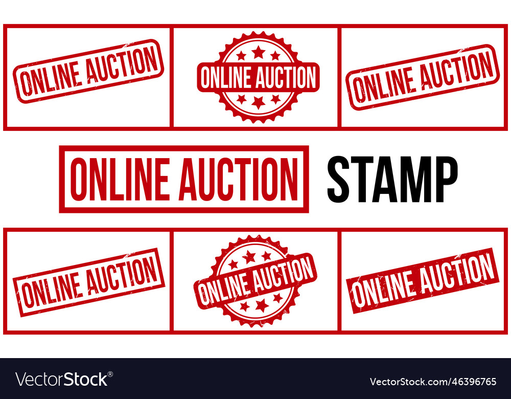 Online auction rubber stamp set