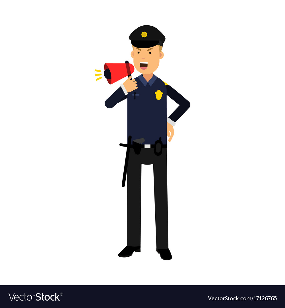 Police officer character in a blue uniform