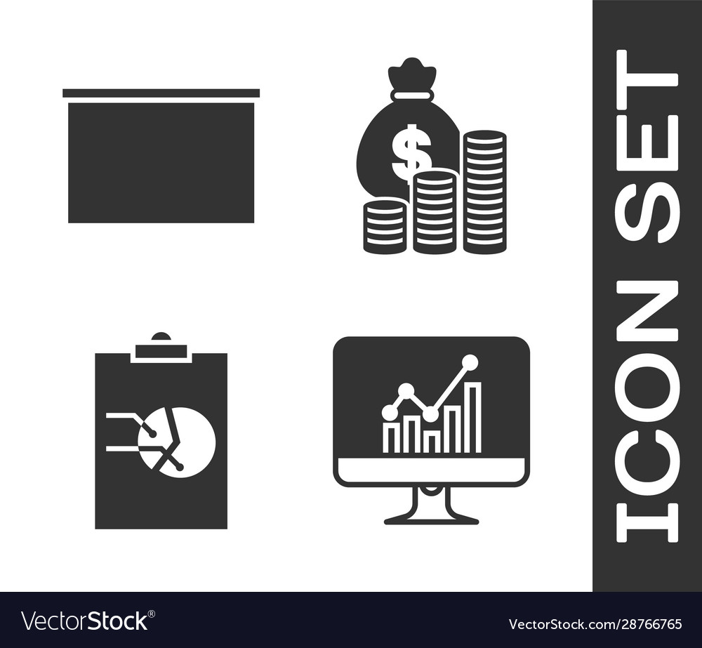 Set computer monitor with graph chart chalkboard vector image Set computer monitor with graph chart chalkboard