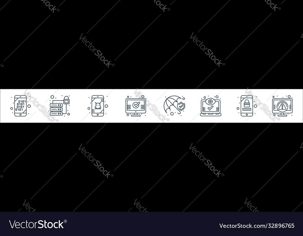 Web security line icons linear set quality vector image Web security line icons linear set quality