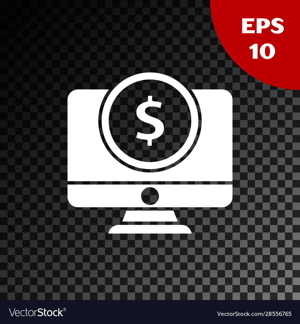 White computer monitor with dollar symbol icon vector image White computer monitor with dollar symbol icon