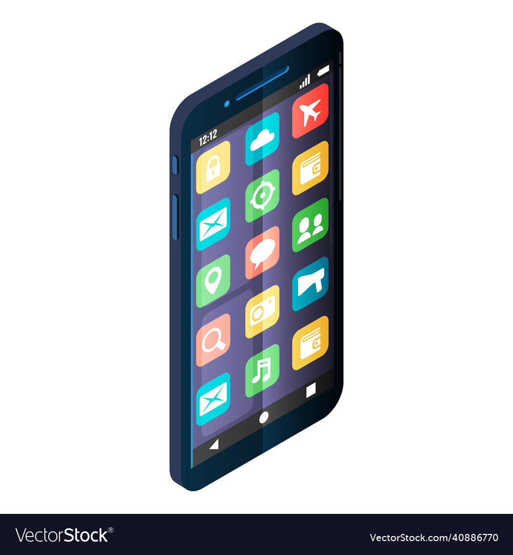 Black isometric smartphone with user interface vector image Black isometric smartphone with user interface