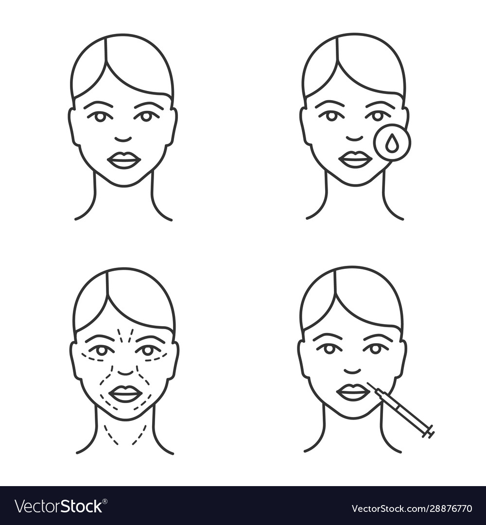 Botox injection linear icons set Vector Image Botox injection linear icons set