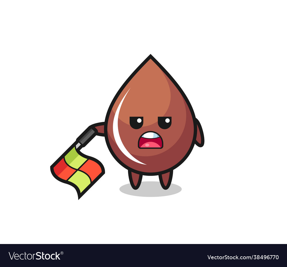 Chocolate drop character as line judge hold Vector Image Chocolate drop character as line judge hold