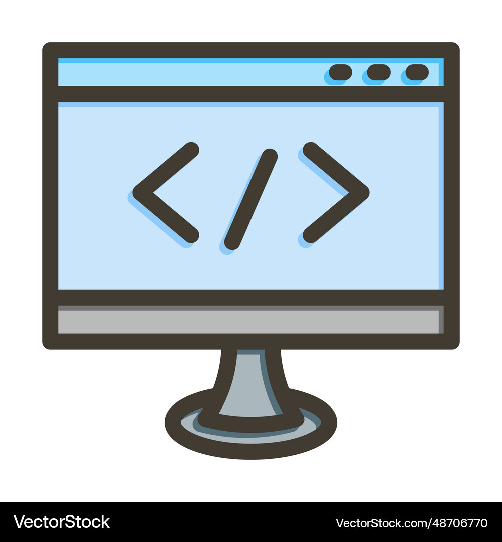 Coding thick line filled colors icon for personal Vector Image