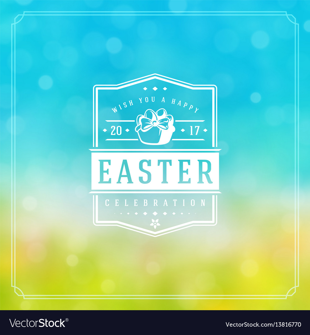 Easter greeting card text template and badge Vector Image