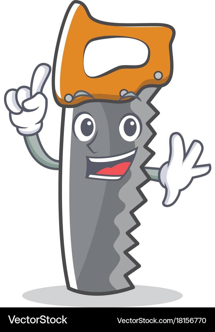 Finger hand saw character cartoon Royalty Free Vector Image
