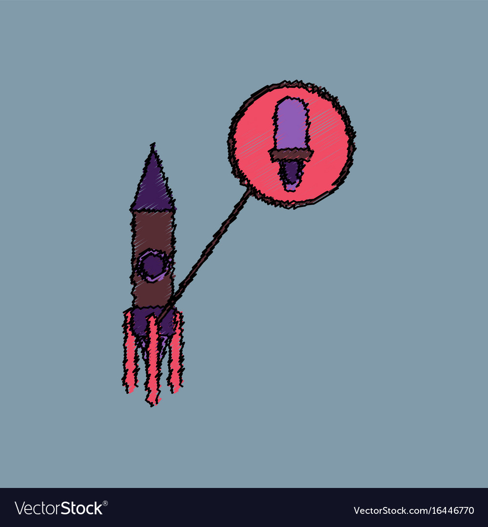 Flat icon design collection rocket and engine