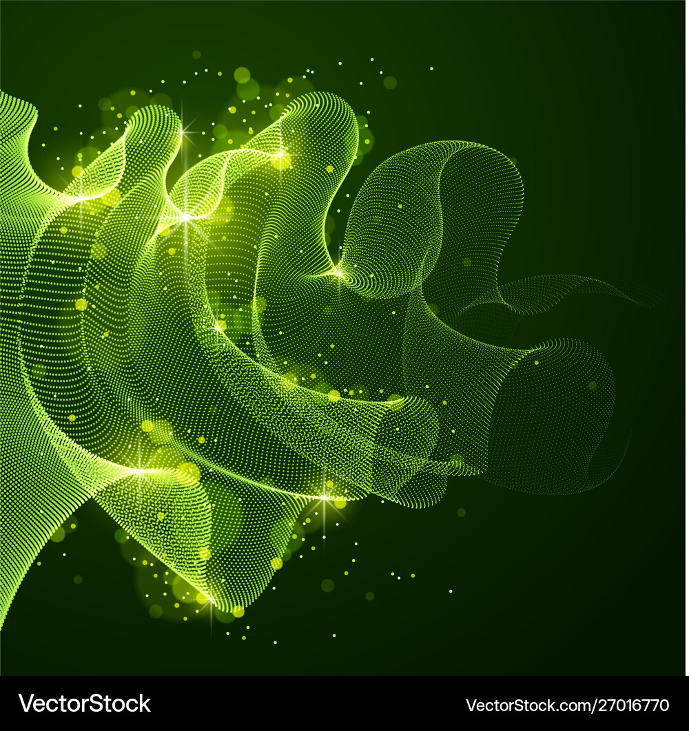 Flowing magic energy particles over dark wave Vector Image