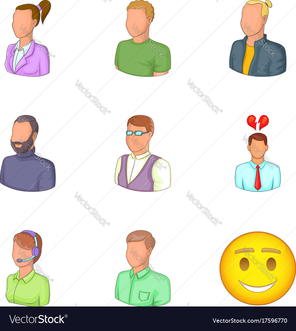 Individual icons set cartoon style Royalty Free Vector Image