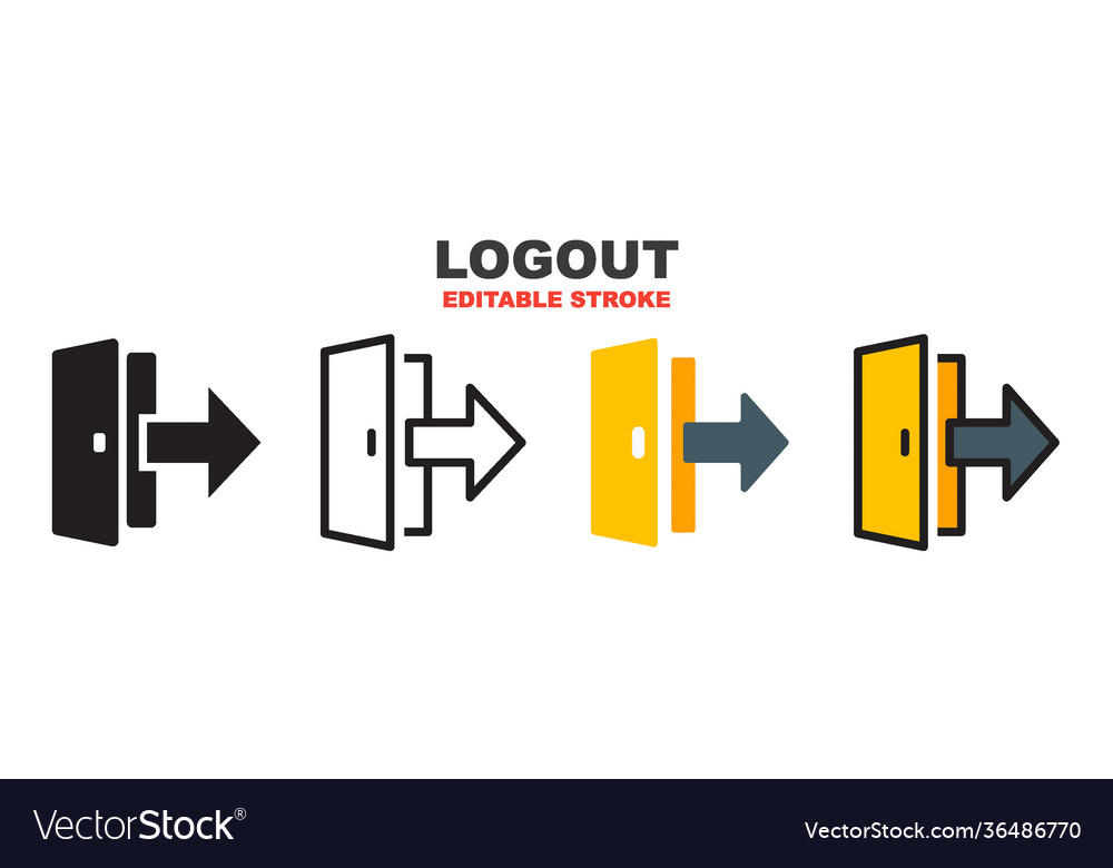 Logout icon set with different styles editable vector image Logout icon set with different styles editable