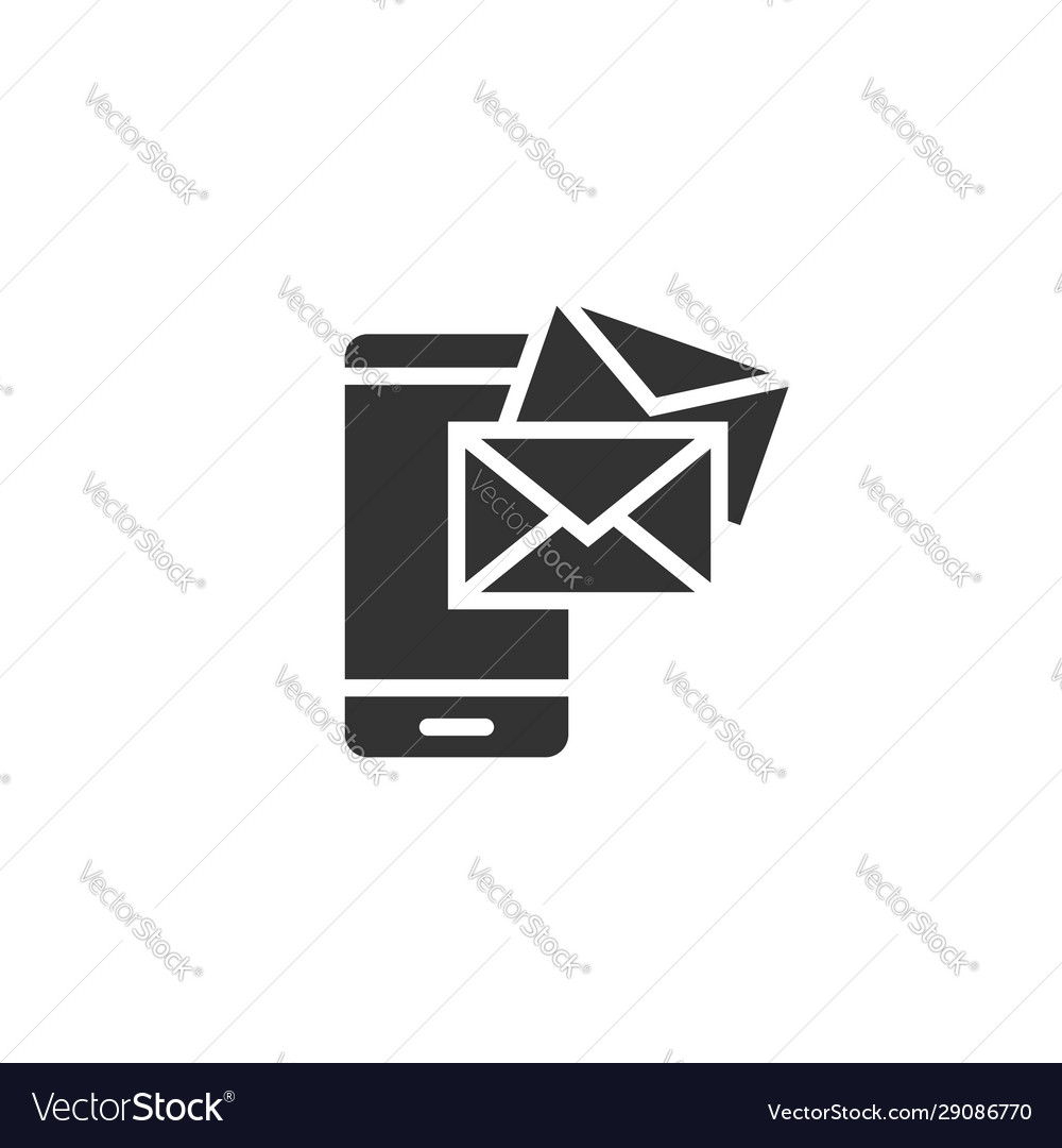 Message on smartphone icon in flat style mail vector image Message on smartphone icon in flat style mail