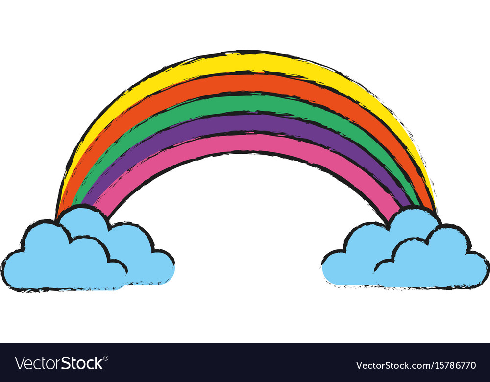 Rainbow with clouds icon image Royalty Free Vector Image