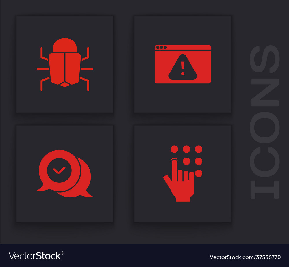 Set password protection system bug browser vector image Set password protection system bug browser