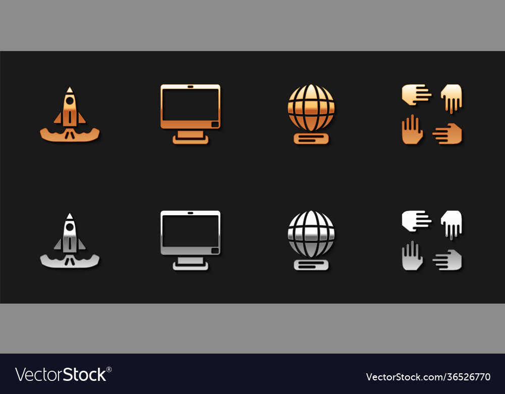 Set rocket computer monitor worldwide Vector Image Set rocket computer monitor worldwide