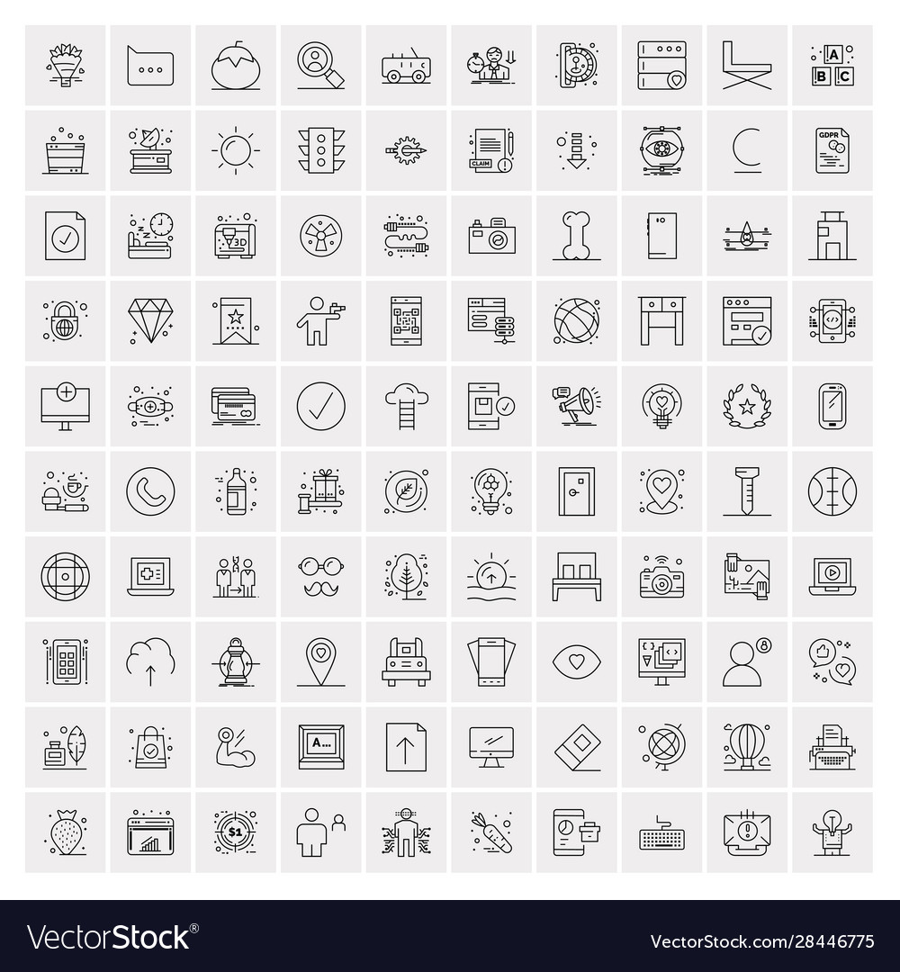 100 business icons for web and print material Vector Image 100 business icons for web and print material