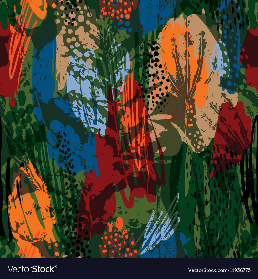 Abstract autumn seamless pattern with leaves