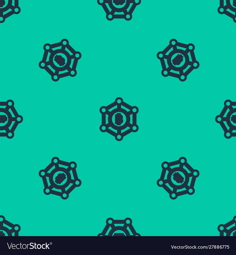Blue line blockchain technology bitcoin icon Vector Image Blue line blockchain technology bitcoin icon