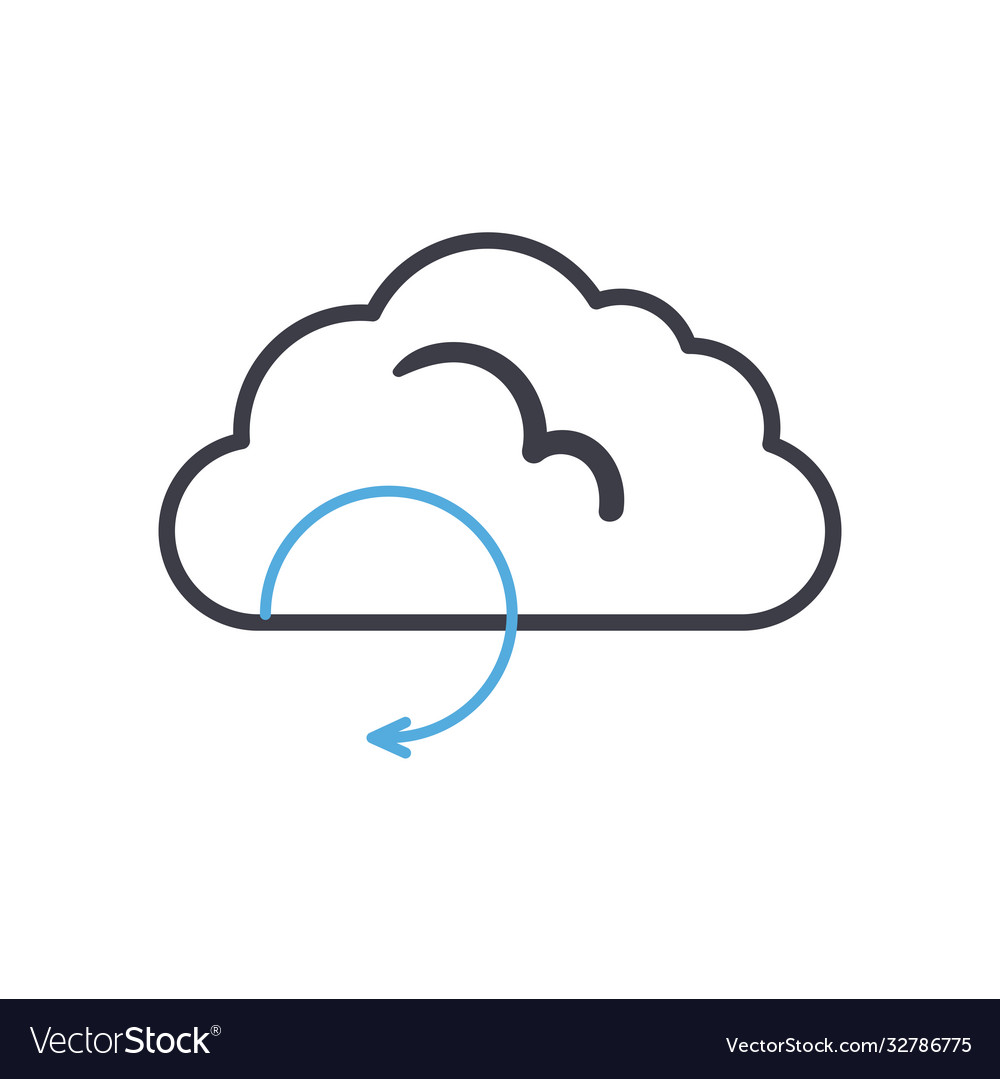 Cloud computing with repeat arrow line style icon