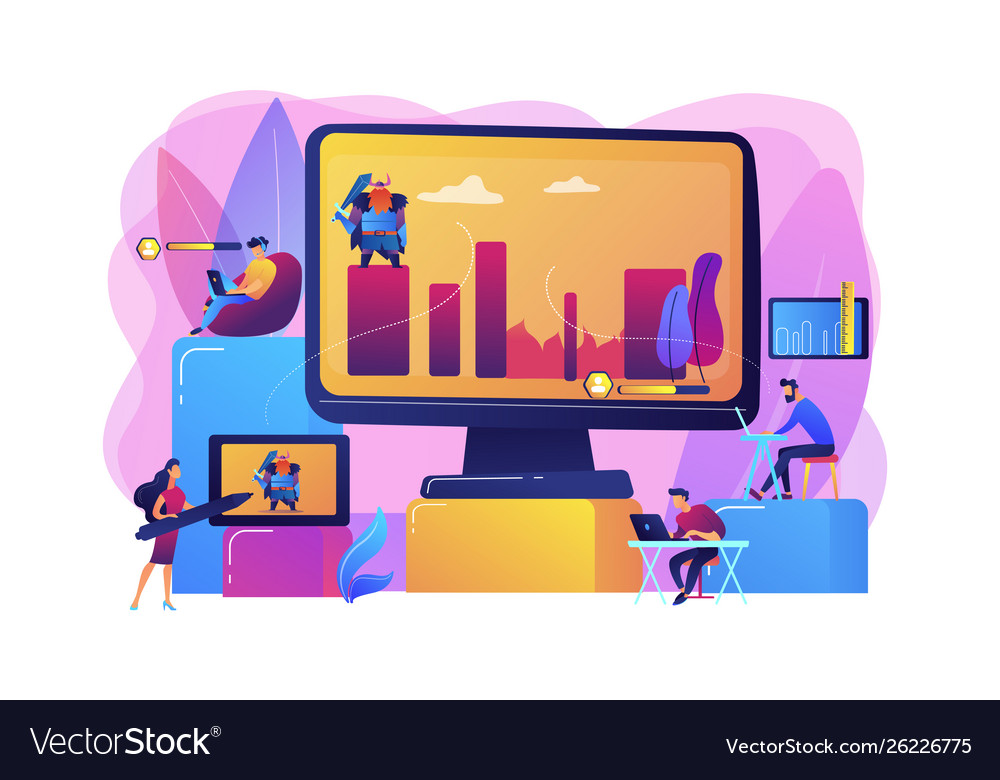 Computer games development concept Royalty Free Vector Image