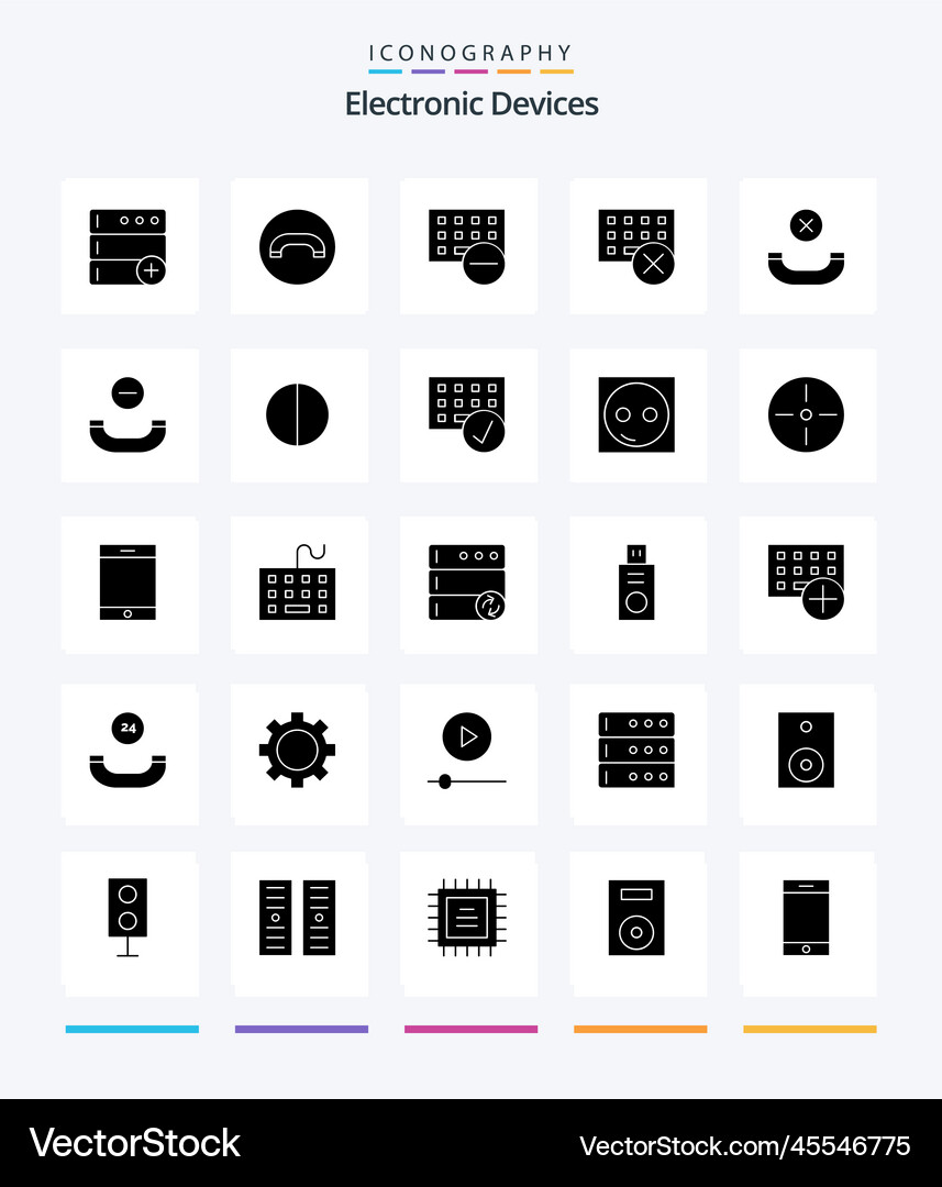 Creative devices 25 glyph solid black icon pack Vector Image